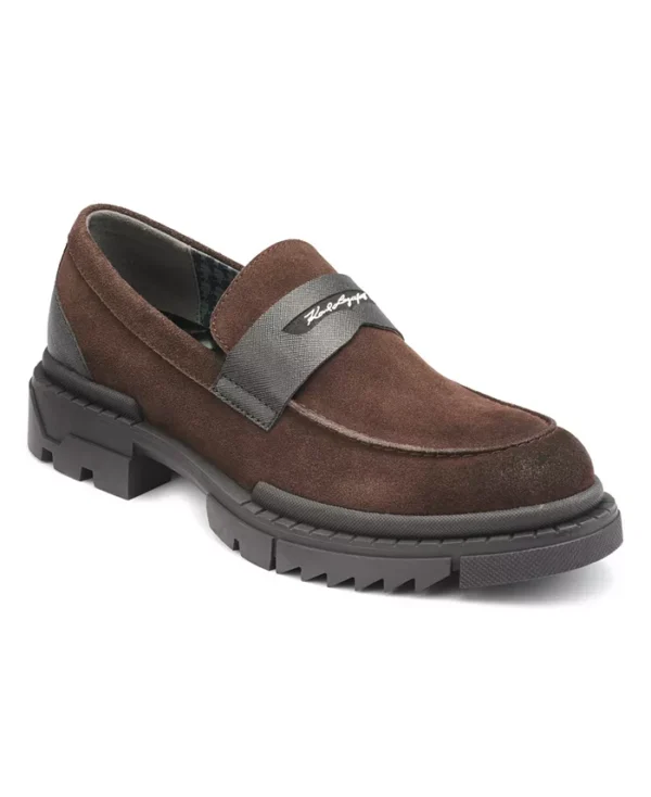 brown suede loafers