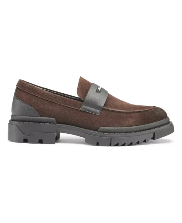 brown suede loafers